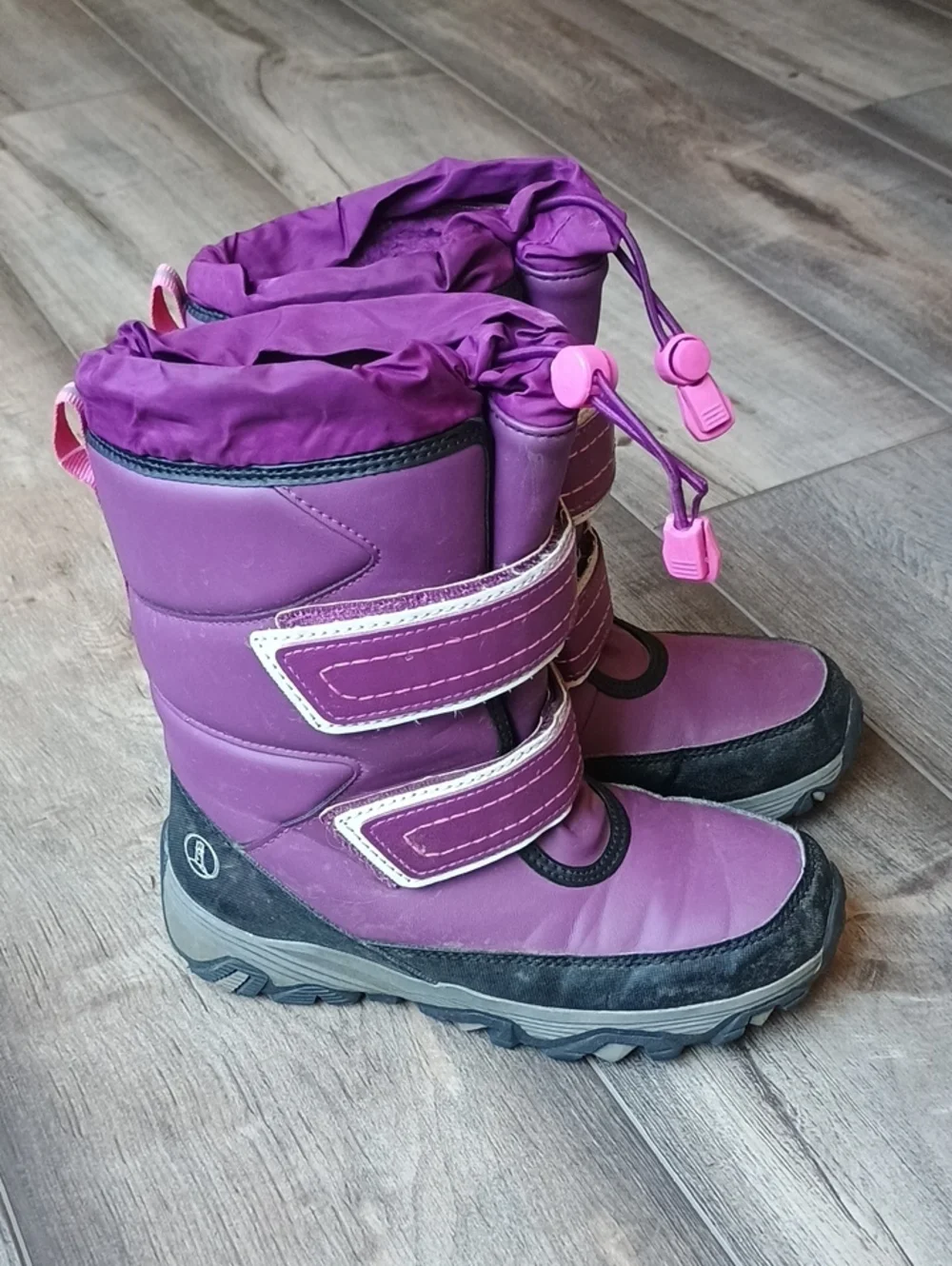 Lands' End Kids Purple Winter Boots with Velcro Straps